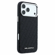 Custodia MagSafe allungata in metallo Karl Lagerfeld Grained Allover Logo per iPhone 18 Pro Max - Nera