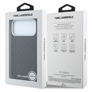 Custodia MagSafe allungata in metallo Karl Lagerfeld Grained Allover Logo per iPhone 18 Pro Max - Nera