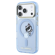 Custodia magnetica iPhone 18 Pro Karl Lagerfeld IML Choupette Peekaboo Logo - Blu