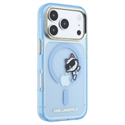Custodia magnetica iPhone 18 Pro Karl Lagerfeld IML Choupette Peekaboo Logo - Blu