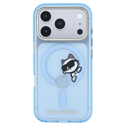 Custodia magnetica iPhone 18 Pro Max Karl Lagerfeld IML Choupette Peekaboo Logo - Blu