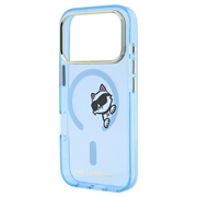 Custodia magnetica iPhone 18 Pro Max Karl Lagerfeld IML Choupette Peekaboo Logo - Blu