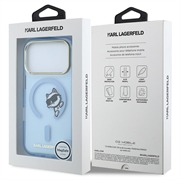 Custodia magnetica iPhone 18 Pro Max Karl Lagerfeld IML Choupette Peekaboo Logo - Blu
