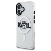 Custodia MagSafe per iPhone 16 Karl Lagerfeld IML Choupette Sketch Logo - Trasparente