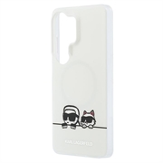 Samsung Galaxy S26 Ultra Karl Lagerfeld IML Karl&Choupette Custodia magnetica con logo Peekaboo - Bianca