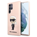 Custodia in silicone per Samsung Galaxy S23 Ultra 5G Karl Lagerfeld Ikonik - Rosa