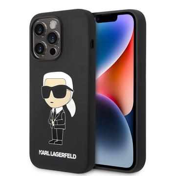 Custodia in silicone per iPhone 15 Pro Max Karl Lagerfeld Ikonik - nera