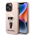 Custodia in silicone per iPhone 15 Pro Max Karl Lagerfeld Ikonik - Rosa