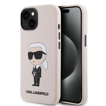 Custodia in silicone per iPhone 15 Karl Lagerfeld Ikonik - Rosa