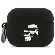 Custodia in silicone AirPods Pro 3 Karl Lagerfeld Karl & Choupette 3D - Nera
