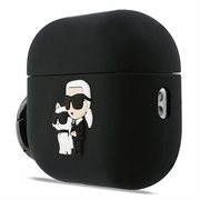 Custodia in silicone AirPods Pro 3 Karl Lagerfeld Karl & Choupette 3D - Nera