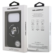 Custodia MagSafe in silicone liquido Karl Lagerfeld Karl and Choupette per iPhone 18 Pro - Nera