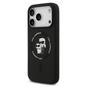 Custodia MagSafe in silicone liquido Karl Lagerfeld Karl and Choupette per iPhone 18 Pro Max - Nera