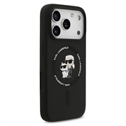 Custodia MagSafe in silicone liquido Karl Lagerfeld Karl and Choupette per iPhone 18 Pro Max - Nera