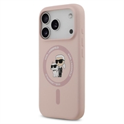 Custodia MagSafe in silicone liquido Karl Lagerfeld Karl and Choupette per iPhone 18 Pro Max - Rosa