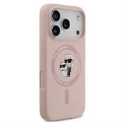 Custodia MagSafe in silicone liquido Karl Lagerfeld Karl and Choupette per iPhone 18 Pro Max - Rosa