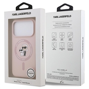 Custodia MagSafe in silicone liquido Karl Lagerfeld Karl and Choupette per iPhone 18 Pro Max - Rosa