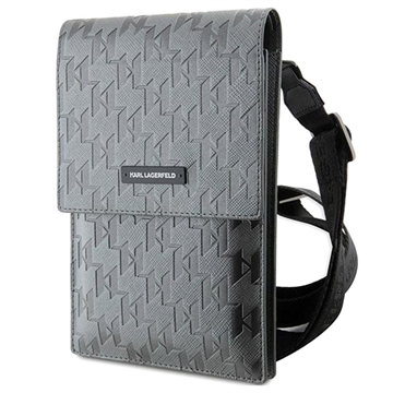 Borsa a Tracolla Karl Lagerfeld per Smartphone - Monogram Plate - Color Argento