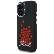 Custodia MagSafe per iPhone 16 Karl Lagerfeld Silicone Heart Sign Logo - Nera
