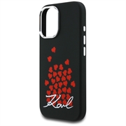 Custodia MagSafe per iPhone 16 Karl Lagerfeld Silicone Heart Sign Logo - Nera