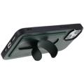 Custodia Rivestita iPhone 14 Plus Coated Case con Slot per Schede e Supporto - Verde