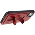 Custodia Rivestita iPhone 14 Plus Coated Case con Slot per Schede e Supporto - Rosso