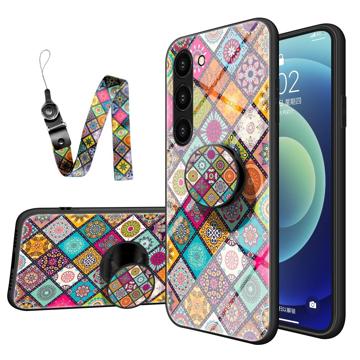 Custodia Ibrida per Samsung Galaxy S23 5G con Motivo a Scacchi - Mandala Colorata