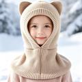 Passamontagna lavorato a maglia con orecchie da gatto per bambini - Beige