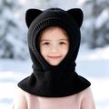 Passamontagna lavorato a maglia con orecchie da gatto per bambini - Nero
