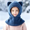 Passamontagna lavorato a maglia con orecchie da gatto per bambini - Blu