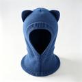 Passamontagna lavorato a maglia con orecchie da gatto per bambini - Blu