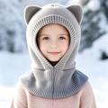 Passamontagna lavorato a maglia con orecchie da gatto per bambini - Grigio