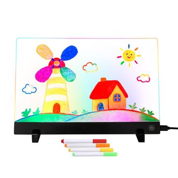 Lavagna da disegno a LED per bambini con 7 pennarelli, effetti luminosi colorati - 26x35cm