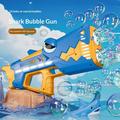 Pistola automatica per bolle di sapone a forma di squalo per bambini con luci a LED