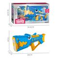 Pistola automatica per bolle di sapone a forma di squalo per bambini con luci a LED