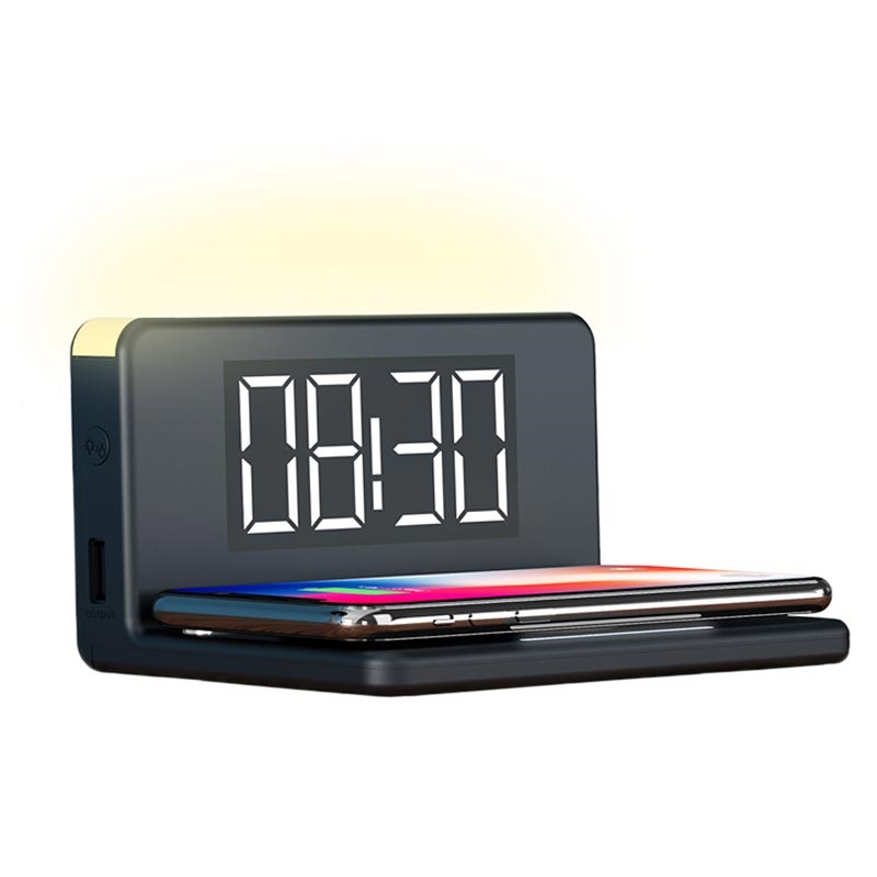 Black+Blue DIYARTS Sveglia A Specchio LED Dual USB Uscita di Ricarica A Induzione Digitale Snooze Clock per Ufficio Camera da Letto 