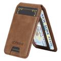 LC.IMEEKE Portacarte magnetico a blocco RFID con supporto - Marrone