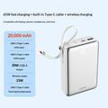Power bank Ldnio PQ44 da 20000mAh e 45W - Cavo USB-C integrato, ricarica wireless da 15W - Bianco