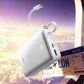 Power bank Ldnio PQ44 da 20000mAh e 45W - Cavo USB-C integrato, ricarica wireless da 15W - Bianco