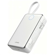 Power bank Ldnio PQ44 da 20000mAh e 45W - Cavo USB-C integrato, ricarica wireless da 15W - Bianco