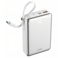 Power bank magnetico LDNIO PQ51 da 20000mAh e 45W - Cavo USB-C integrato, ricarica wireless da 15W - Bianco