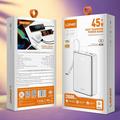 Power bank magnetico LDNIO PQ51 da 20000mAh e 45W - Cavo USB-C integrato, ricarica wireless da 15W - Bianco
