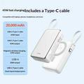 Power bank magnetico LDNIO PQ51 da 20000mAh e 45W - Cavo USB-C integrato, ricarica wireless da 15W - Bianco
