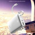Power bank magnetico LDNIO PQ51 da 20000mAh e 45W - Cavo USB-C integrato, ricarica wireless da 15W - Bianco