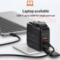 LDNIO Q2618 Caricabatterie rapido GaN da 65W con spine intercambiabili - USB-C/USB-A - Nero