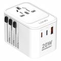 Adattatore da viaggio Ldnio Z9 20W - 2 porte USB-C PD, USB-A QC3.0 - Bianco