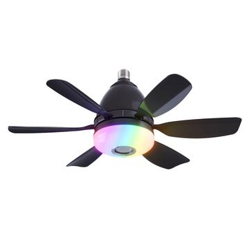 LEC017R Ventilatore da soffitto dimmerabile RGB a 3 velocità con altoparlante Bluetooth - Nero