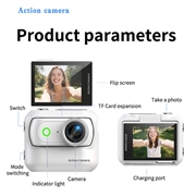 LK-018: action cam magnetica staccabile con schermo ribaltabile da 2.0" - 1080p - Bianca