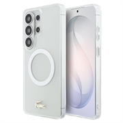 Custodia ibrida Samsung Galaxy S26 Ultra Lacoste Frosted Finish Gold Logo - Compatibile con MagSafe - Bianca