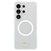 Custodia ibrida Samsung Galaxy S26 Ultra Lacoste Frosted Finish Gold Logo - Compatibile con MagSafe - Bianca